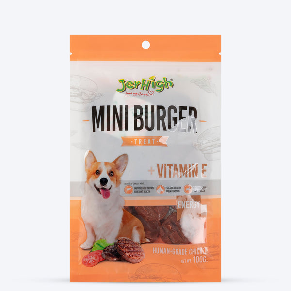 JerHigh Mini Burger Dog Treats - 100 g